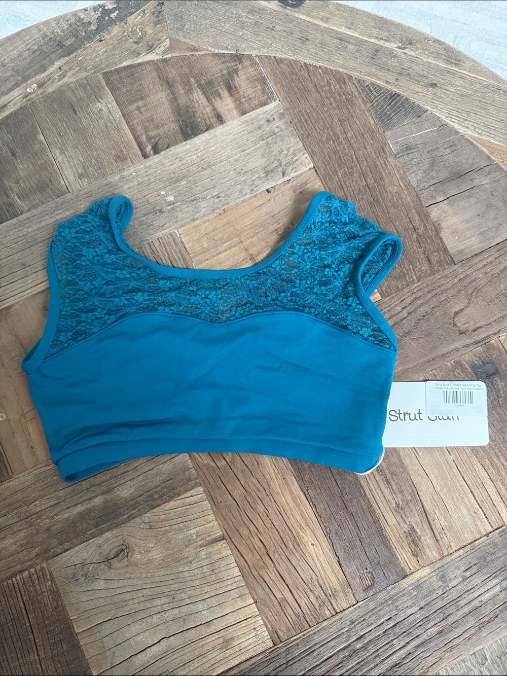 Lace-Trim Teal Sports Bra -